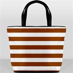Horizontal Stripes - White and Brown Bucket Bag