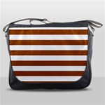 Horizontal Stripes - White and Brown Messenger Bag