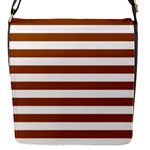 Horizontal Stripes - White and Brown Flap Closure Messenger Bag (S)