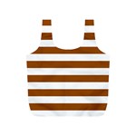 Horizontal Stripes - White and Brown Full Print Recycle Bag (S)