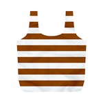 Horizontal Stripes - White and Brown Full Print Recycle Bag (M)