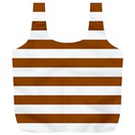 Horizontal Stripes - White and Brown Full Print Recycle Bag (XL)