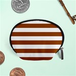 Horizontal Stripes - White and Brown Accessory Pouch (Small)