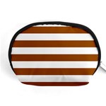 Horizontal Stripes - White and Brown Accessory Pouch (Medium)