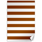 Horizontal Stripes - White and Brown Canvas 12  x 18 