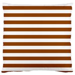 Horizontal Stripes - White and Brown Large Flano Cushion Case (One Side)