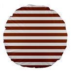 Horizontal Stripes - White and Brown Large 18  Premium Flano Round Cushion