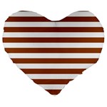 Horizontal Stripes - White and Brown Large 19  Premium Heart Shape Cushion