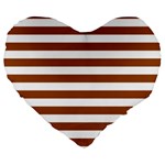 Horizontal Stripes - White and Brown Large 19  Premium Flano Heart Shape Cushion