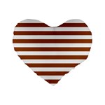 Horizontal Stripes - White and Brown Standard 16  Premium Flano Heart Shape Cushion