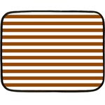 Horizontal Stripes - White and Brown Double Sided Fleece Blanket (Mini)