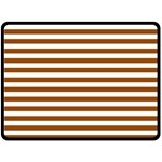 Horizontal Stripes - White and Brown Fleece Blanket (Large) (One Side)