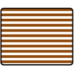 Horizontal Stripes - White and Brown Fleece Blanket (Medium) (One Side)