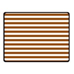 Horizontal Stripes - White and Brown Double Sided Fleece Blanket (Small) (Two Sides)