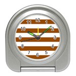 Horizontal Stripes - White and Brown Desk Alarm Clock