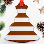Horizontal Stripes - White and Brown Ornament (Christmas Tree)