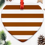 Horizontal Stripes - White and Brown Heart Ornament (Two Sides)