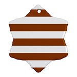 Horizontal Stripes - White and Brown Ornament (Snowflake)