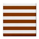 Horizontal Stripes - White and Brown Tile Coaster