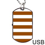 Horizontal Stripes - White and Brown Dog Tag USB Flash (Two Sides)