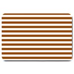 Horizontal Stripes - White and Brown Large Doormat