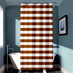Horizontal Stripes - White and Brown Shower Curtain 36  x 72  (Stall)