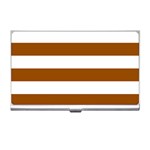 Horizontal Stripes - White and Brown Business Card Holder