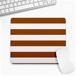 Horizontal Stripes - White and Brown Large Mousepad