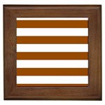 Horizontal Stripes - White and Brown Framed Tile
