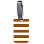 Horizontal Stripes - White and Brown Luggage Tag (Two Sides)