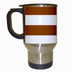 Horizontal Stripes - White and Brown Travel Mug (White)