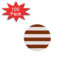 Horizontal Stripes - White and Brown 1  Mini Button (100 pack)