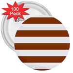 Horizontal Stripes - White and Brown 3  Button (100 pack)