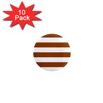 Horizontal Stripes - White and Brown 1  Mini Magnet (10 pack)