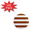 Horizontal Stripes - White and Brown 1  Mini Magnet (100 pack)