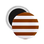 Horizontal Stripes - White and Brown 2.25  Magnet