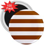 Horizontal Stripes - White and Brown 3  Magnet (100 pack)