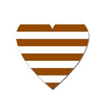 Horizontal Stripes - White and Brown Magnet (Heart)