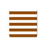 Horizontal Stripes - White and Brown Magnet (Square)