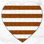 Horizontal Stripes - White and Brown Jigsaw Puzzle (Heart)
