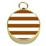 Horizontal Stripes - White and Brown Gold Compass