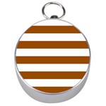 Horizontal Stripes - White and Brown Silver Compass