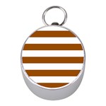 Horizontal Stripes - White and Brown Silver Compass (Mini)
