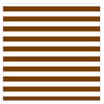 Horizontal Stripes - White and Chocolate Brown Large Satin Scarf (Square)