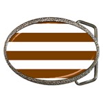 Horizontal Stripes - White and Chocolate Brown Belt Buckle