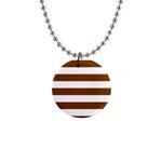 Horizontal Stripes - White and Chocolate Brown 1  Button Necklace