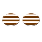 Horizontal Stripes - White and Chocolate Brown Cufflinks (Oval)