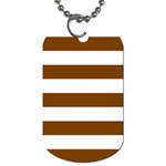 Horizontal Stripes - White and Chocolate Brown Dog Tag (One Side)