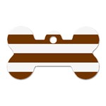 Horizontal Stripes - White and Chocolate Brown Dog Tag Bone (Two Sides)