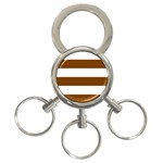 Horizontal Stripes - White and Chocolate Brown 3-Ring Key Chain